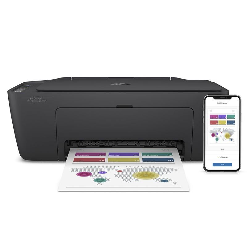 Impressora Multifuncional Sem Fio HP Deskjet Ink Advantage 2774 / 2776 Jato de Tinta Colorida